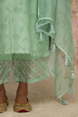 Green Chanderi Hand Block Printed Kurta