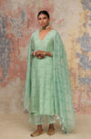 Green Chanderi Hand Block Printed Kurta