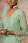 Green Chanderi Hand Block Printed Kurta