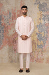 Blush Kurta Pintuck In Cotton Silk Blend Set