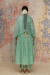 Green Printed Chanderi Anarkali Set