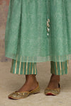 Green Printed Chanderi Anarkali Set