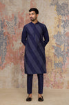 Navy Blue Kurta In Cotton Silk Blend Set