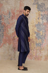 Navy Blue Kurta In Cotton Silk Blend Set