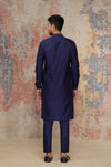 Navy Blue Kurta In Cotton Silk Blend Set