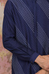 Navy Blue Kurta In Cotton Silk Blend Set