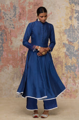 Blue Cotton Silk Blend Anarkali
