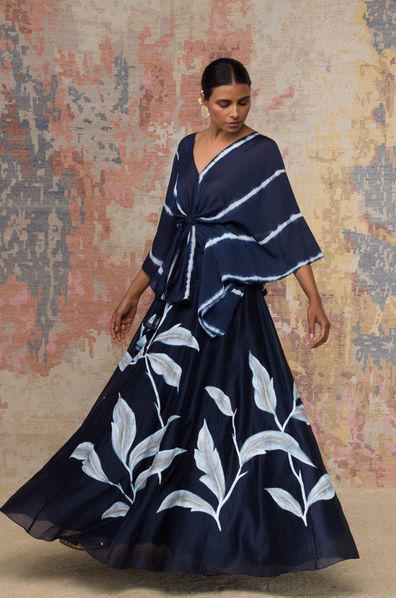 Neha Dhupia in Blue Hand Painted Skirt Set