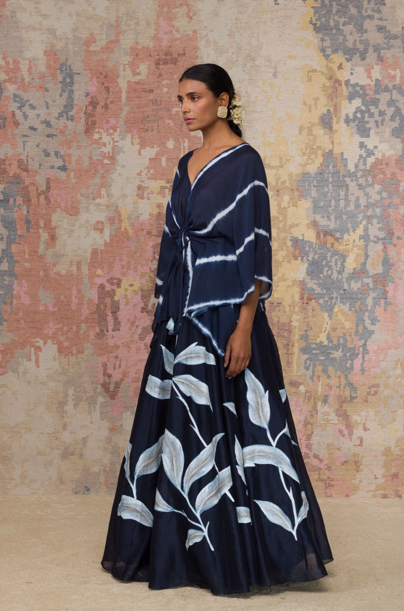 Neha Dhupia in Blue Hand Painted Skirt Set