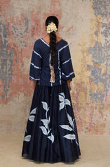 BLUE HAND PAINTED SKIRT SET