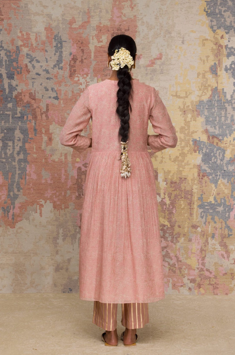 Blush Hand Block Printed Chanderi Anarkali