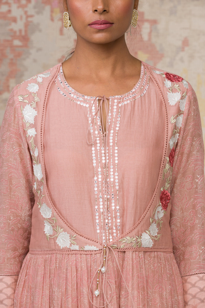 Blush Hand Block Printed Chanderi Anarkali