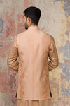 Beige Cotton Silk Satin Kurta Bundi Set