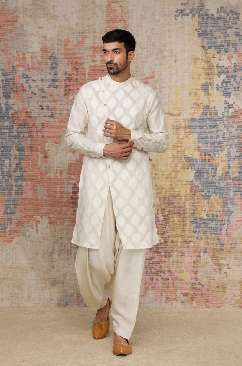 Ivory Woven Kurta In Chanderi Base Set