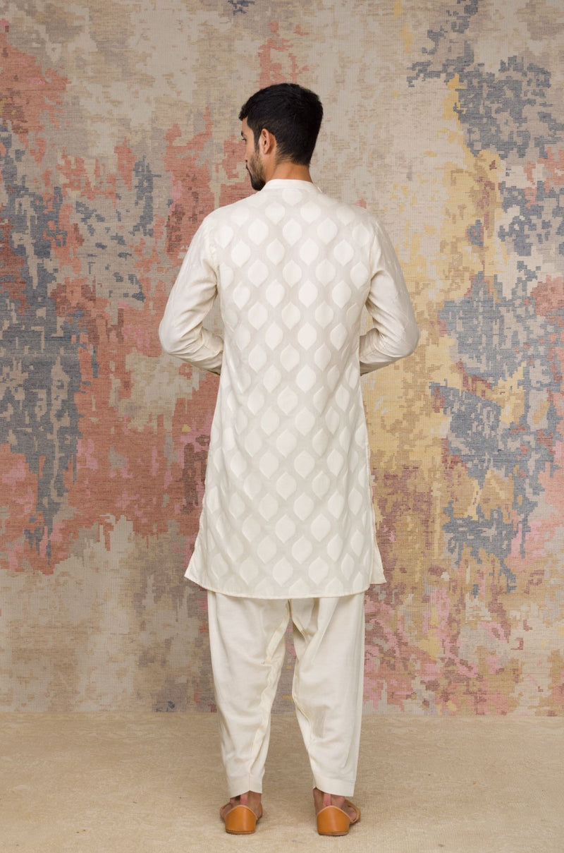 Ivory Woven Kurta In Chanderi Base Set