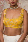 Mustard Chanderi Silk Lehenga Blouse Set