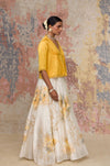 Ivory Hand Paint Skirt With Mustard Top