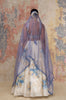 Ivory Blue Silk Chanderi Hand-Painted Lehenga Set