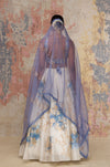 Blue Chanderi Silk Blouse Lehenga Set