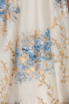 Ivory Hand Paint Skirt with Ash Blue Top