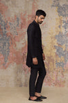 Black Shirt Kurta In Cotton Silk Blend Set