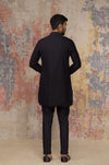 Black Shirt Kurta In Cotton Silk Blend Set