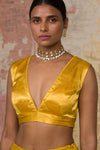 Mustard Organza Lehenga Set