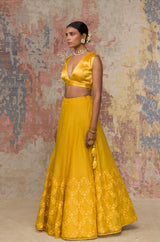 Mustard Organza Lehenga Set