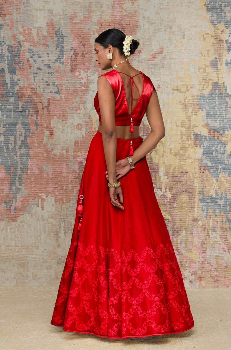 Priya Banerjee in Red Organza Lehenga Set