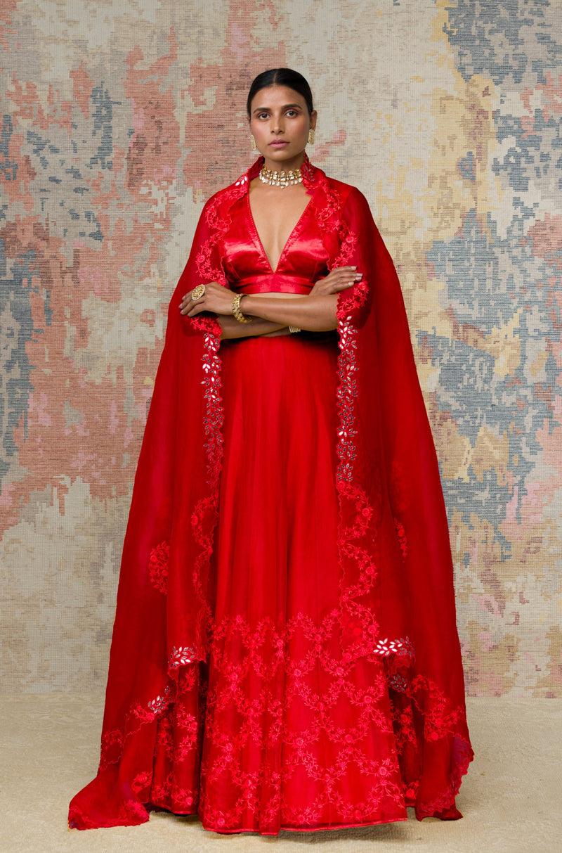 Priya Banerjee in Red Organza Lehenga Set