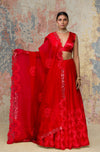 Medha Bahuguna in Red Organza Lehenga Set
