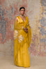 Mustard Hand-Painted Organza Saree