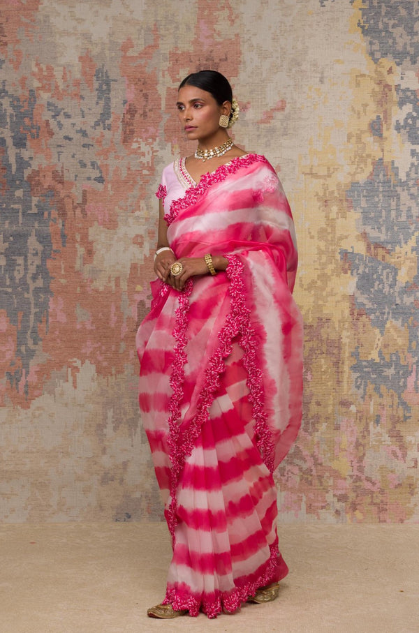 Rose Tie-Dye Saree