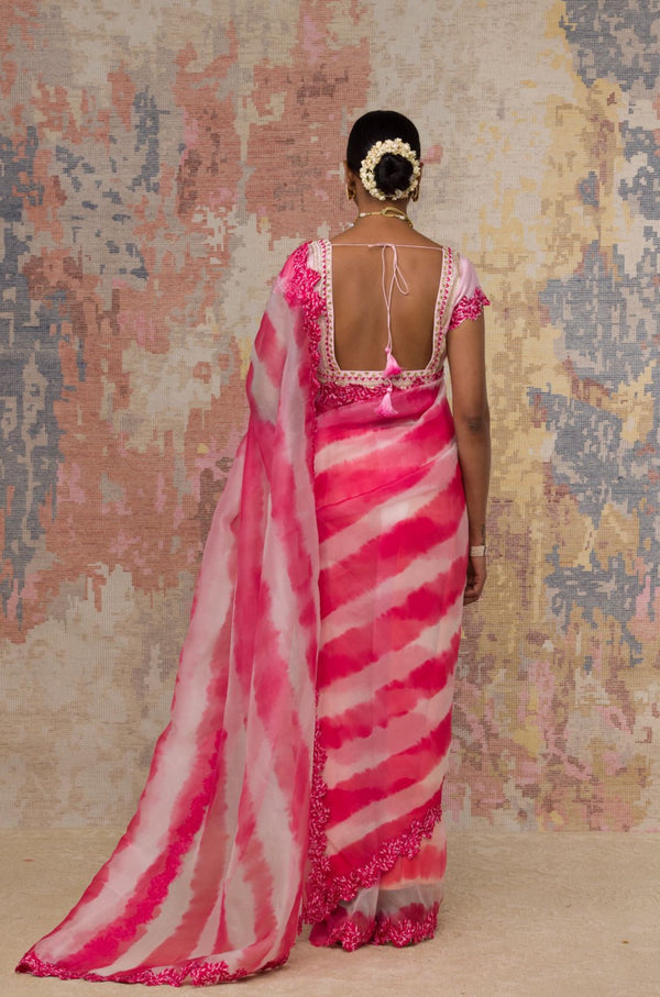 Rose Tie-Dye Saree