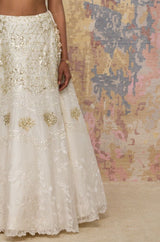 Ivory Silk Organza Lehenga Set