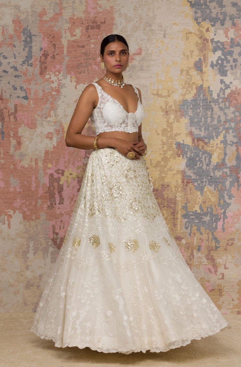 Ivory Silk Organza Lehenga Set