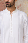 White Kurta In Cotton Silk Blend Set