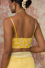 Yellow Silk Organza Saree