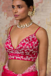 Pooja Hegde in Fuchsia Silk Organza Saree