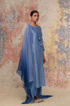 Blue Hand Block Printed Chanderi Kurta