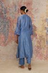Blue Hand Block Printed Chanderi Kurta
