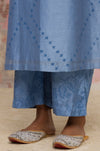Blue Hand Block Printed Chanderi Kurta