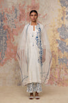 Ivory Blue Chanderi Kurta Set