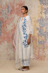 Ivory Blue Chanderi Kurta Set