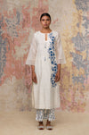 Ivory Blue Chanderi Kurta Set