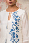Ivory Blue Chanderi Kurta Set