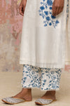 Ivory Blue Chanderi Kurta Set