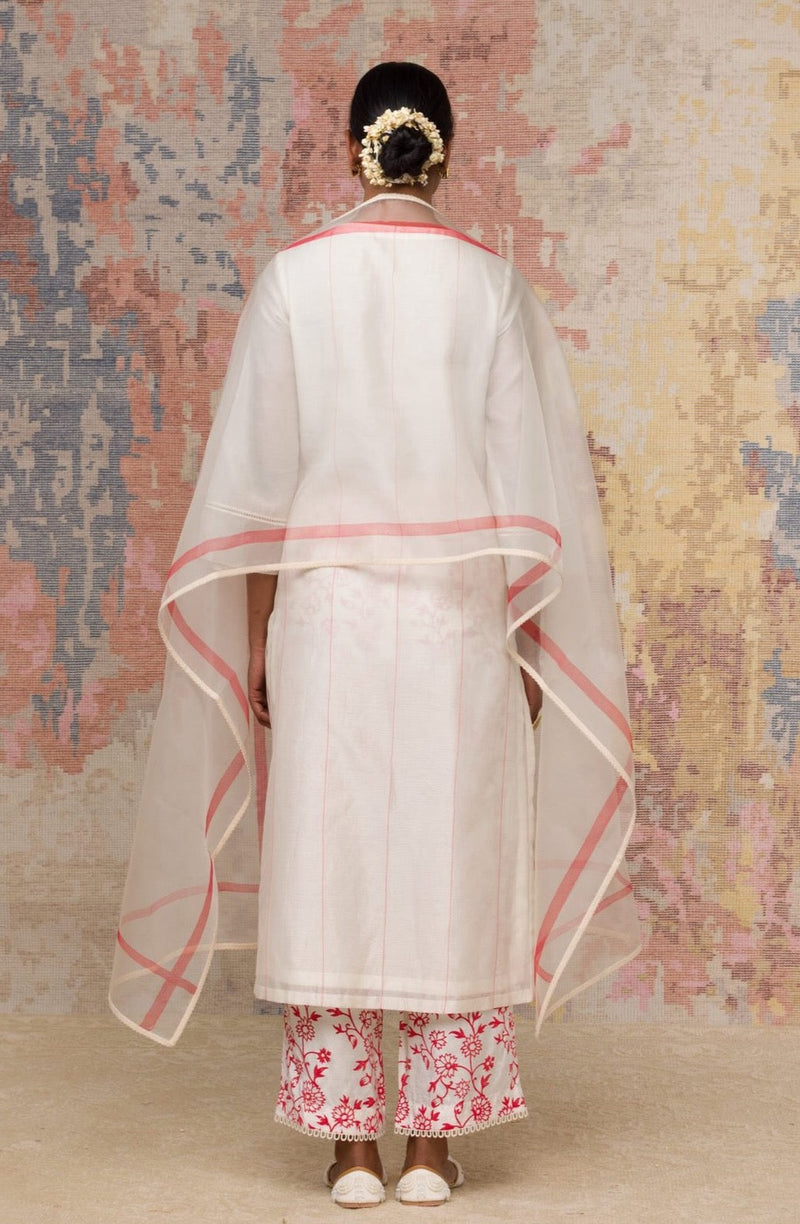 Red Ivory Chanderi Kurta Set
