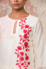 Red Ivory Chanderi Kurta Set