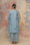 Ash Blue Chanderi Short Length Kurta